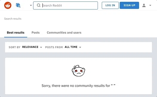 Reddit 出现错误，显示没有搜索结果