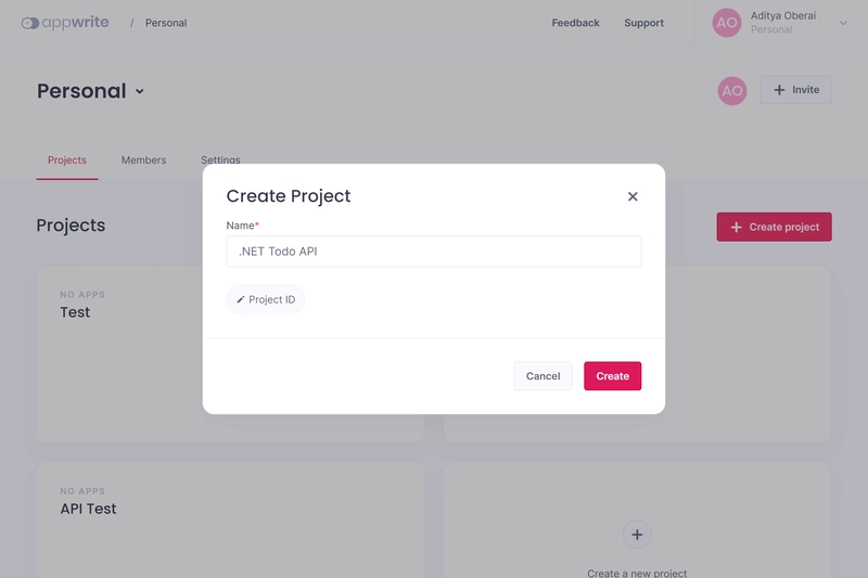 创建一个新的 Appwrite 项目