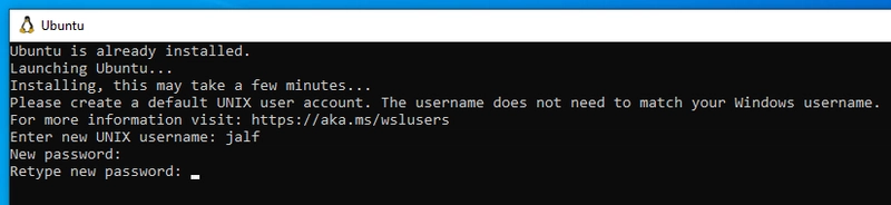 Consola solicitando contraseña y confirmación de la Misma para nuestro usuario en linux