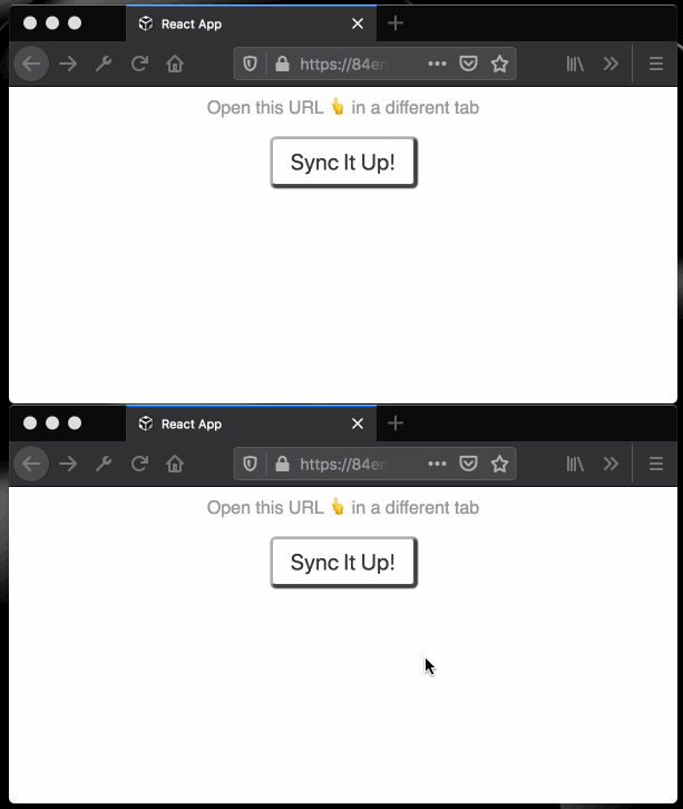 两个浏览器窗口的动画 gif,显示同步计时器