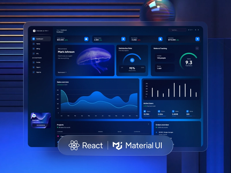 Vision UI React - 免费 MUI 仪表板