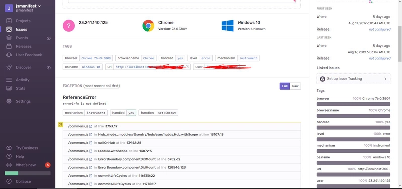 使用 sentry 的 React 提示，用于 React 应用程序的错误报告服务