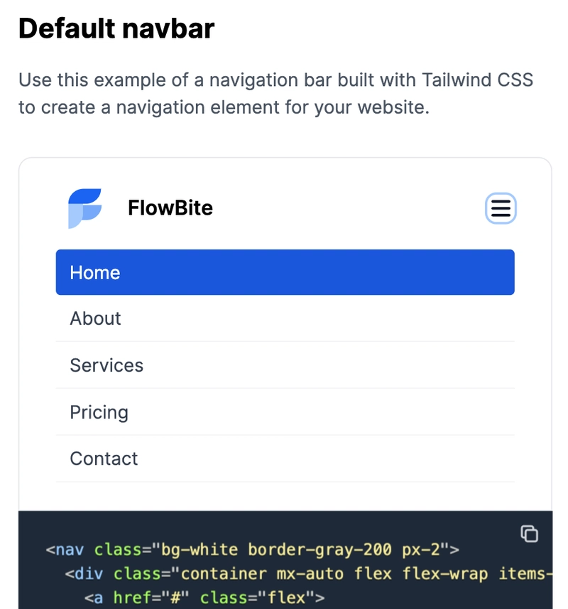 响应式 Tailwind CSS 导航栏