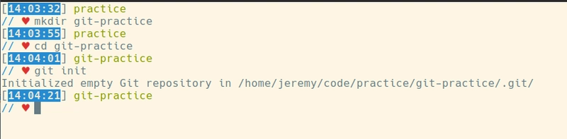 mkdir git-practice，然后 cd git-practice，然后 git init