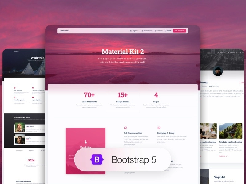 Material UI Kit - 免费 Bootstrap 5 模板