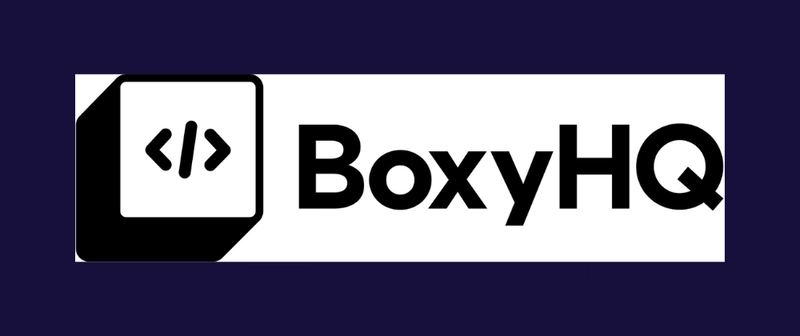 深紫色背景上的 BoxyHQ 徽标