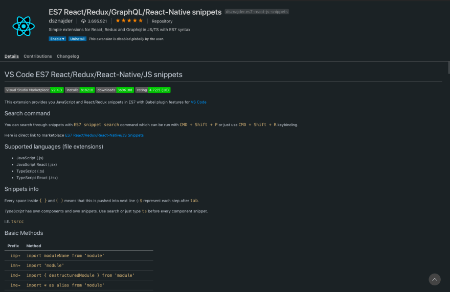 ES7 React/Redux/GraphQL/React-Native 代码片段