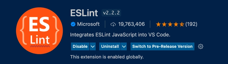 安装并启用 ESLint 插件后，它在 VSCode 中的显示效果如下