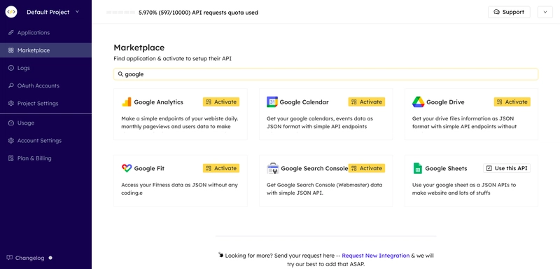 nocodeapi 的 Google Sheet 搜索结果