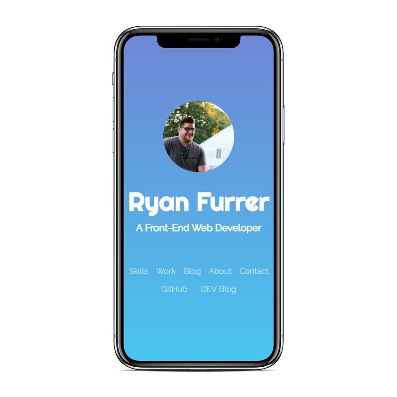 我的投资组合网站在 Apple iPhone X 上的登陆页面