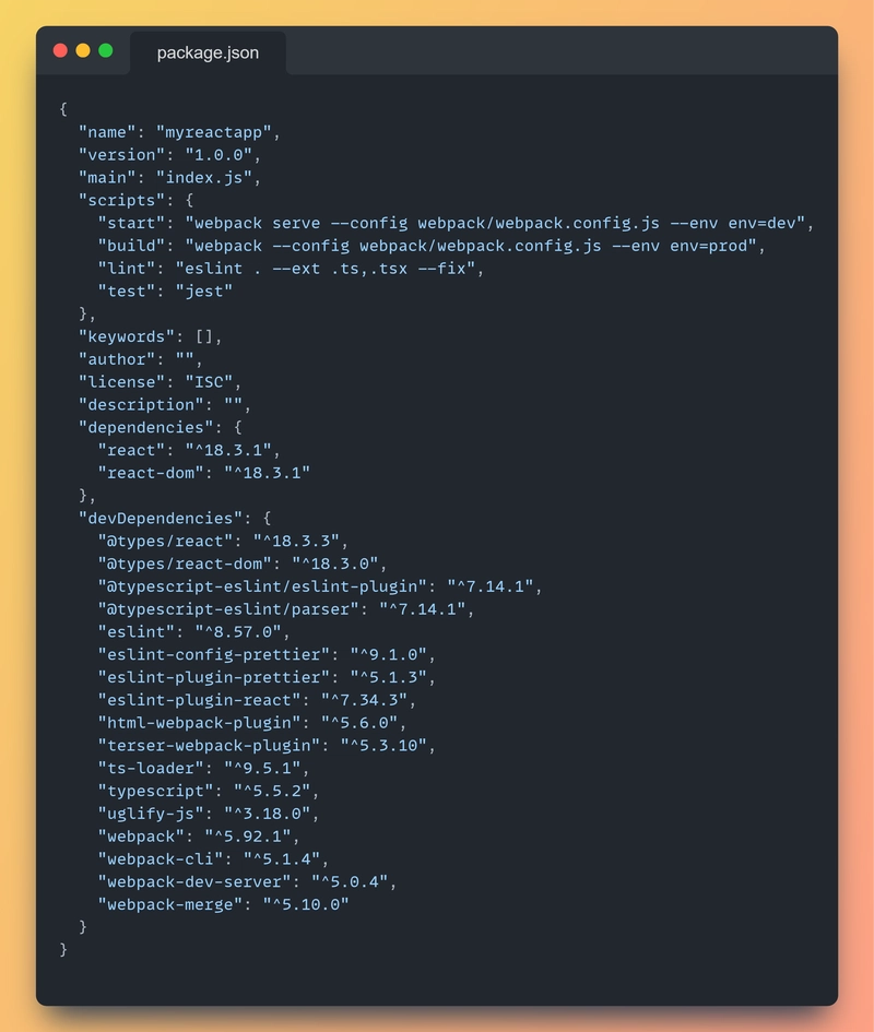 最终的 package.json