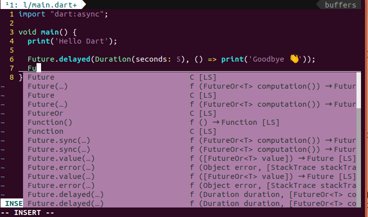 通过 coc.nvim 实现 Dart 自动补全