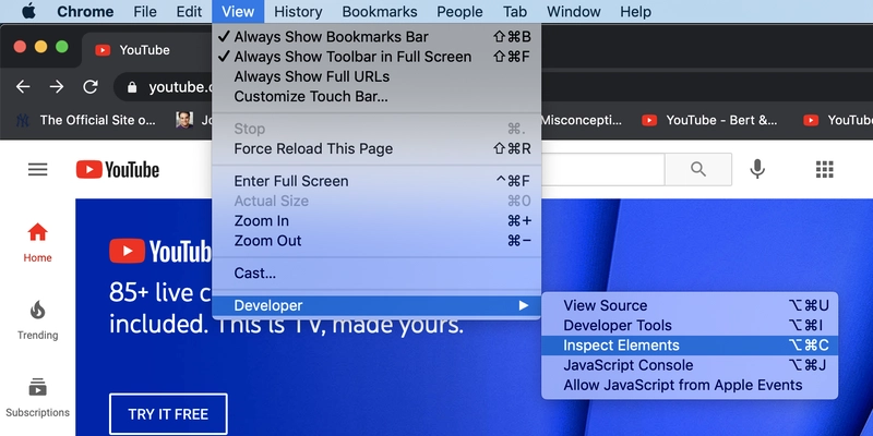 访问 Chrome 检查器