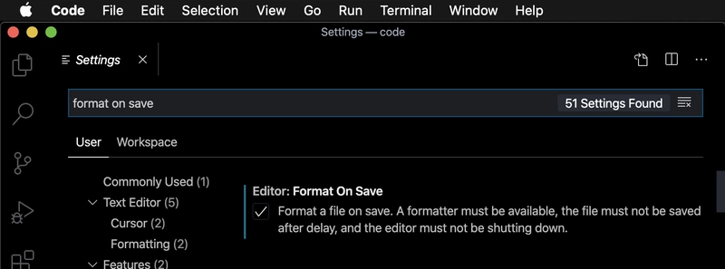 VSCode 设置界面