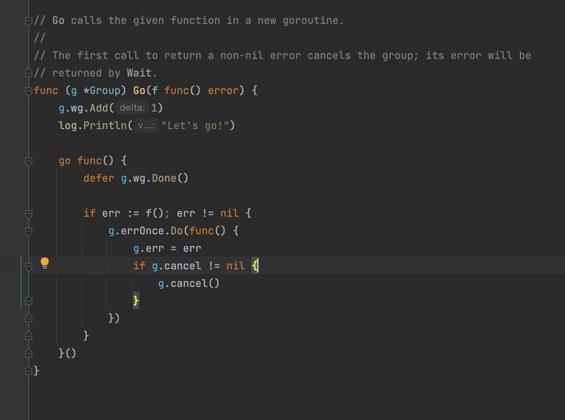 日志行已添加到 Go func 或 errgroup