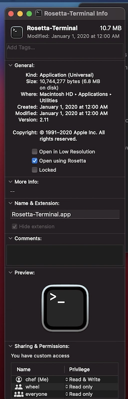 Rosetta-Terminal 获取信息