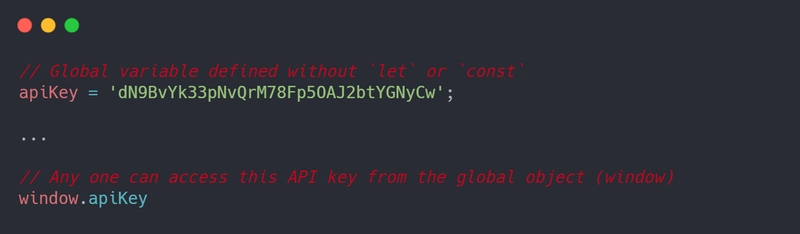 可以从全局对象(窗口)访问敏感数据