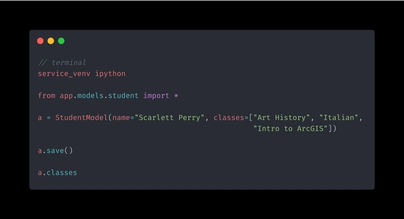 在 Python 解释器中测试数据库模型模式