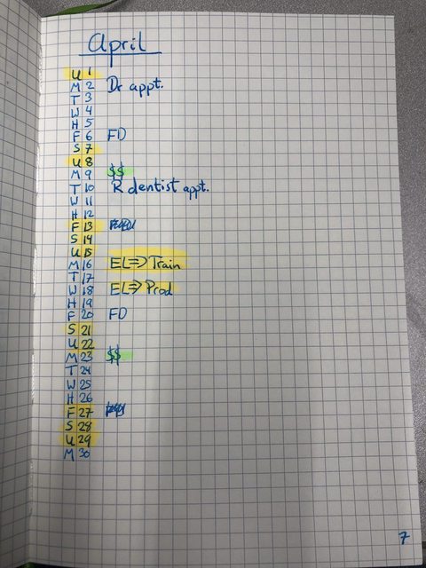 新月份的空白日历