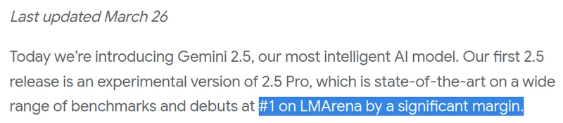 Gemini 2.5 Pro AI 模型荣登 LMARENA 榜首