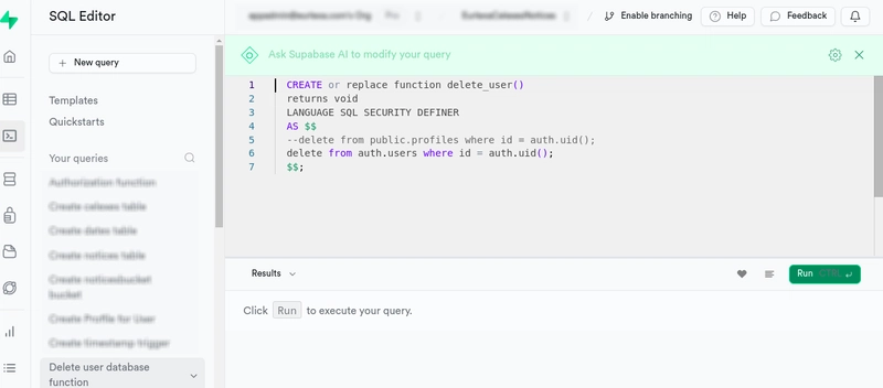 Supabase SQL 编辑器