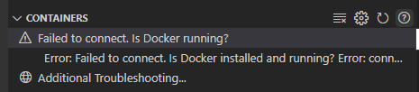 使用 Docker 扩展的 VSCode 出现错误