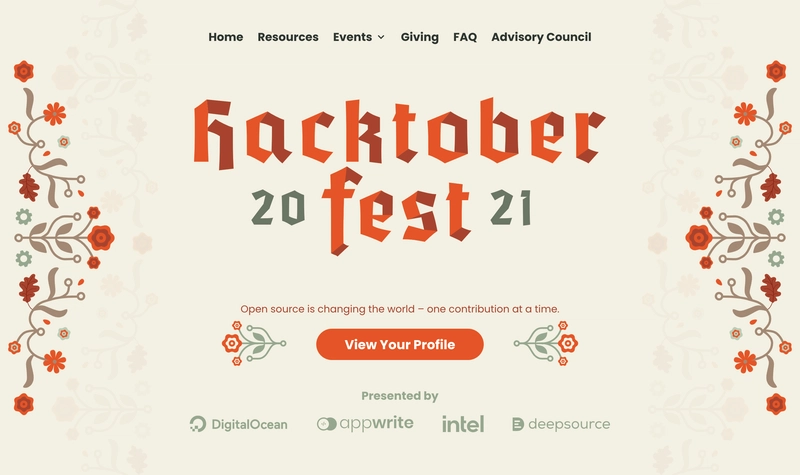 Hacktoberfest 登陆页面截图
