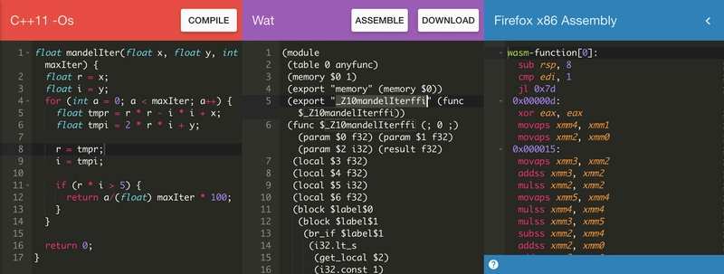 浏览器中的 WebAssembly Explorer