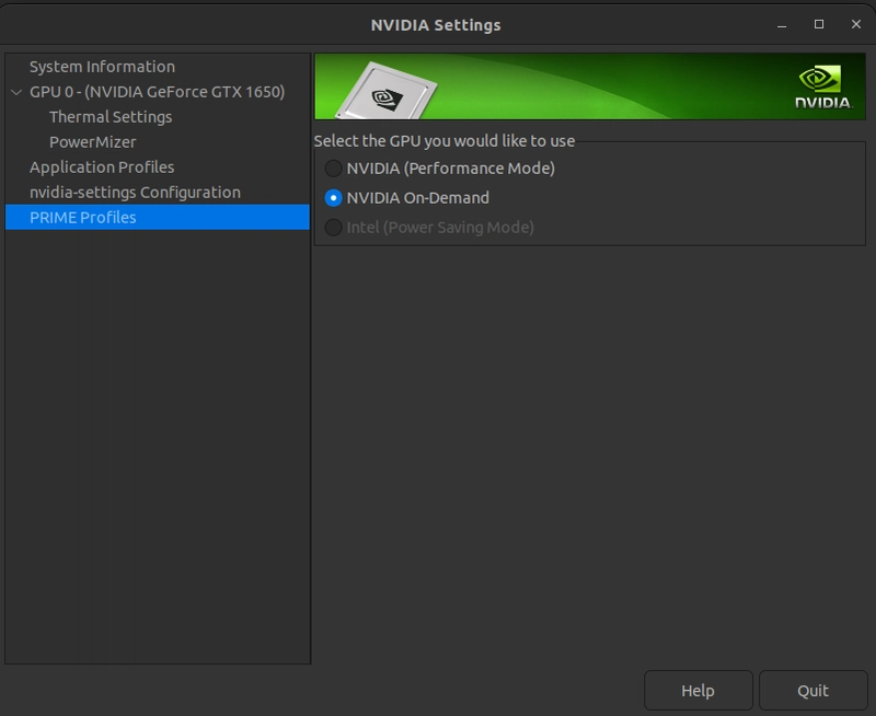 nvidia 设置窗口
