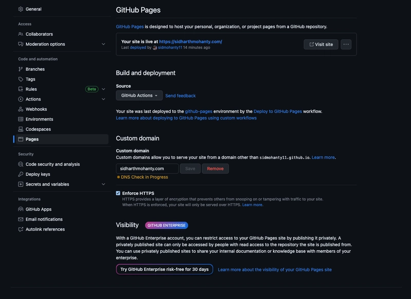 自定义域名 GitHub