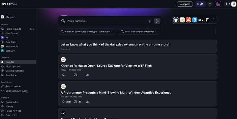 Daily Dev 扩展程序截图