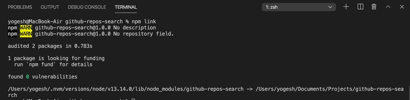 npm link 的输出