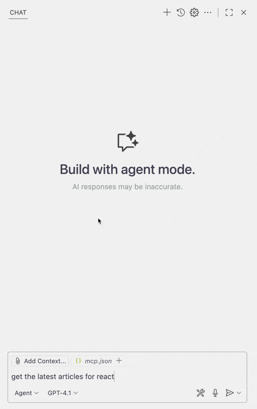 在 VS Code 中使用 dev.to mcp 服务器获取最新的 React 文章