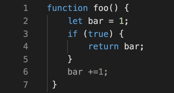 代码片段显示 VS Code 知道具有 True 条件的 if 语句将始终运行