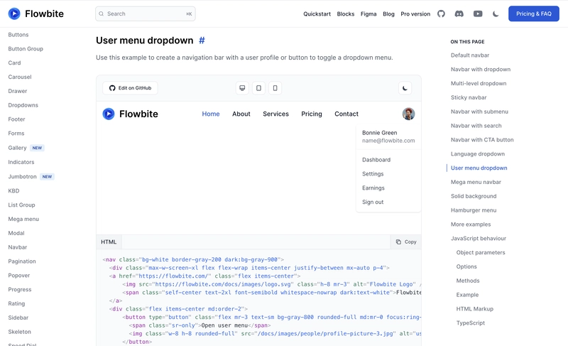 Tailwind CSS 导航栏 - Flowbite