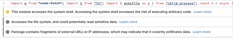 Socket UI 的屏幕截图显示了模块的最小化代码访问系统 shell 的警告。