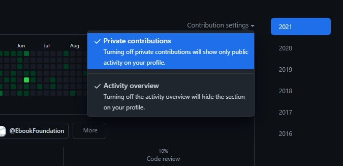在 GitHub 上显示私人贡献