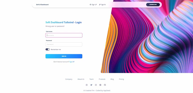 Soft Dashboard Tailwind CSS - 登录页面