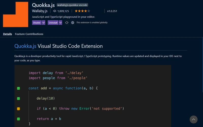 2021-03-19 23_19_50-Extension_ Quokka.js - 02 - 作品集网站 - Visual Studio Code