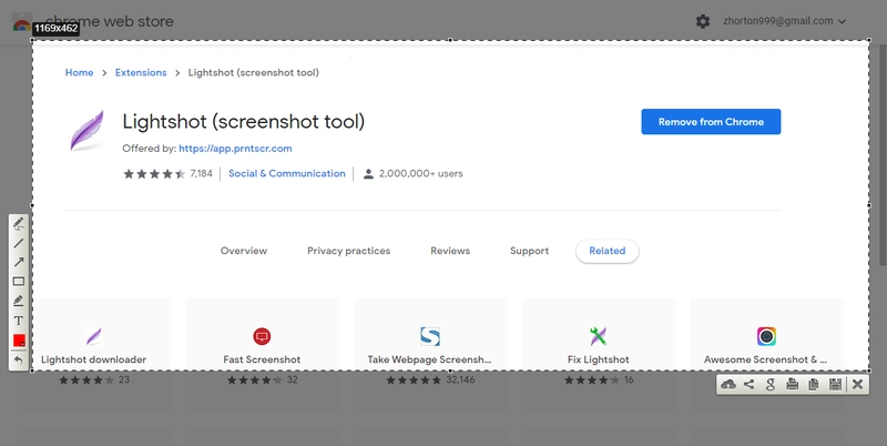 Lightshot 截图 Chrome 扩展程序示例