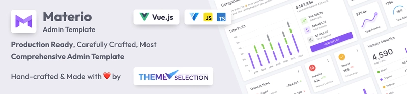 Materio – Vuetify Vuejs 3 管理模板