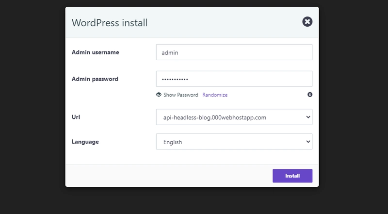 设置 WordPress 安装的凭据