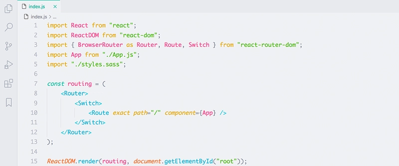 使用 Bearded - Monokai Light 主题的 React 代码片段
