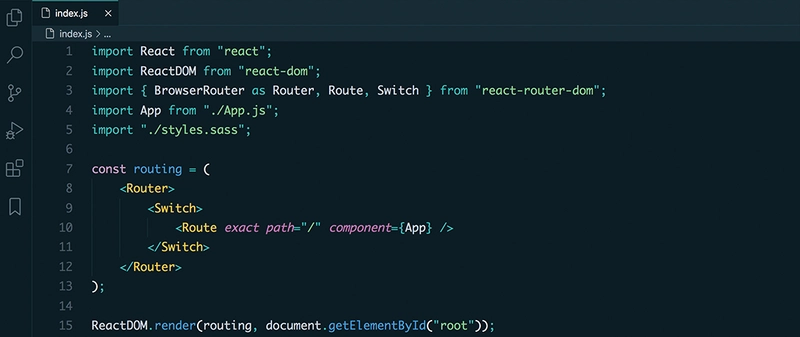 使用 Cobalt Next - Dark 主题的 React 代码片段