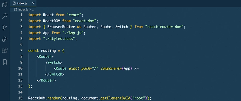 使用 Cobalt 2 主题的 React 代码片段