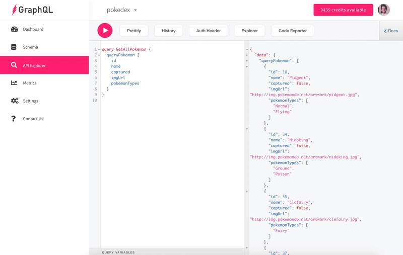 在 API Explorer 中查询所有 Pokémon