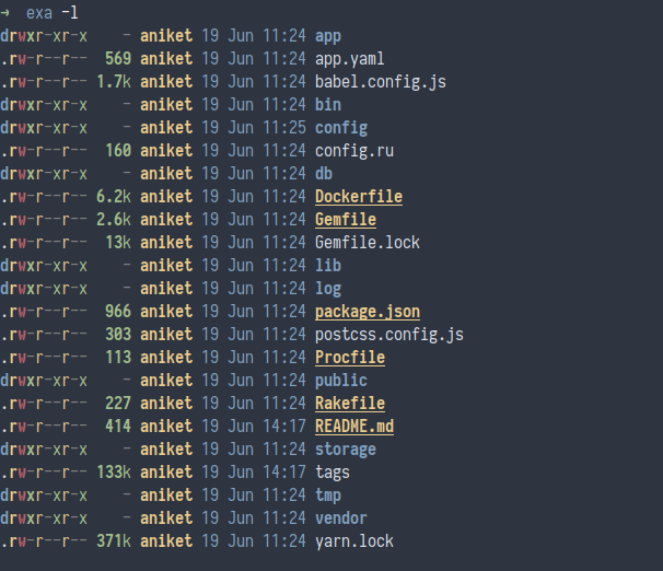 exa 使用颜色来区分文件和文件夹
