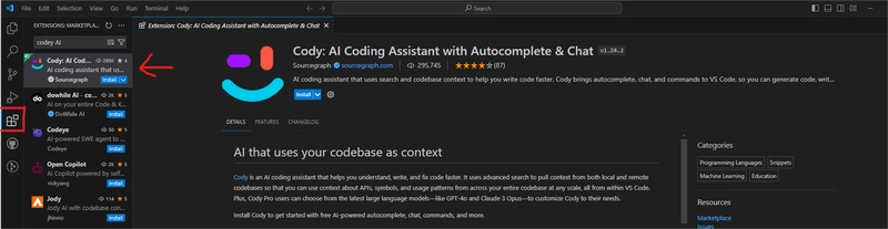 从 VS Code Marketplace 安装 Cody