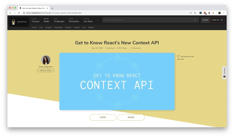 scotch.io 上的 React Context 文章