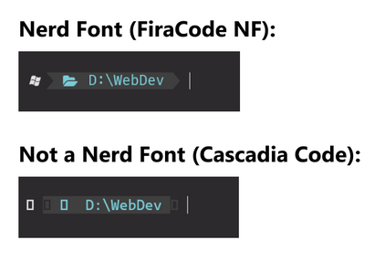 Nerd 字体与等宽字体对比